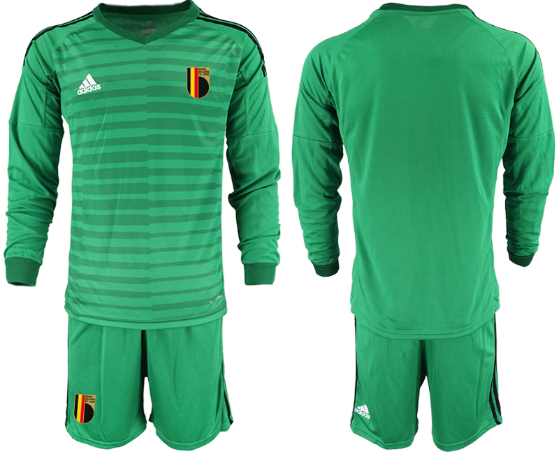 Men 2021 European Cup Belgium green Long sleeve goalkeeper Soccer Jersey1->belgium jersey->Soccer Country Jersey